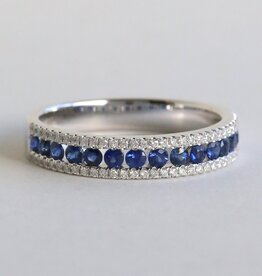American Jewelry 14k White Gold .17ctw Diamond .47ctw Sapphire Channel Set Band