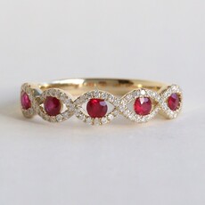American Jewelry 14k Yellow Gold .45ctw Ruby .25ctw Diamond Infinity Stackable Band
