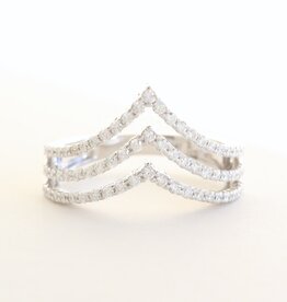 American Jewelry 14k White Gold .73ctw Diamond Double Stack V Contour Wedding Band