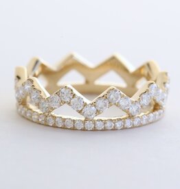 American Jewelry 14k Yellow Gold .70ctw Diamond Crown Band Ring