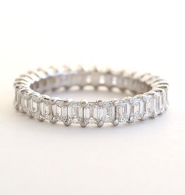 American Jewelry Platinum 4ctw Diamond Emerald Cut Eternity Wedding Band