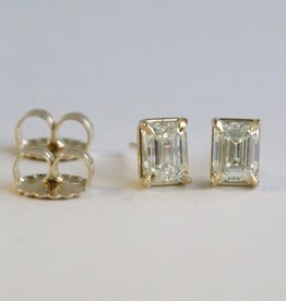 American Jewelry 14k Yellow Gold 2.00ctw  J/SI1 Emerald Cut Diamond Stud Earrings
