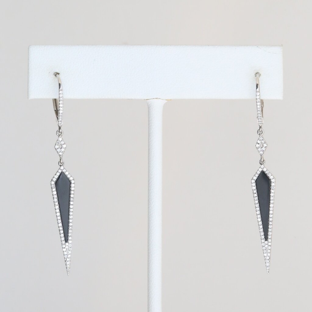 American Jewelry 14k White Gold .34ctw Diamond & Black Onyx Dagger Earrings
