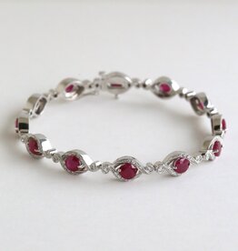 American Jewelry 14k White Gold 5.40ctw Ruby .70ctw Diamond Milgrain Bracelet