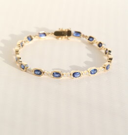 American Jewelry 14k Yellow Gold 5.12ctw Sapphire .50ctw Diamond Bracelet