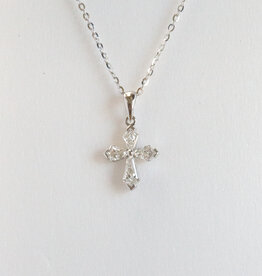 American Jewelry 18k White Gold 0.48ctw Kite Diamond Cross Pendant Necklace (18")