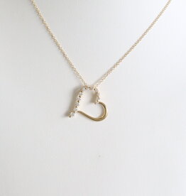 American Jewelry 14k yellow Gld .25ctw Diamond Sideways Hanging Heart Necklace