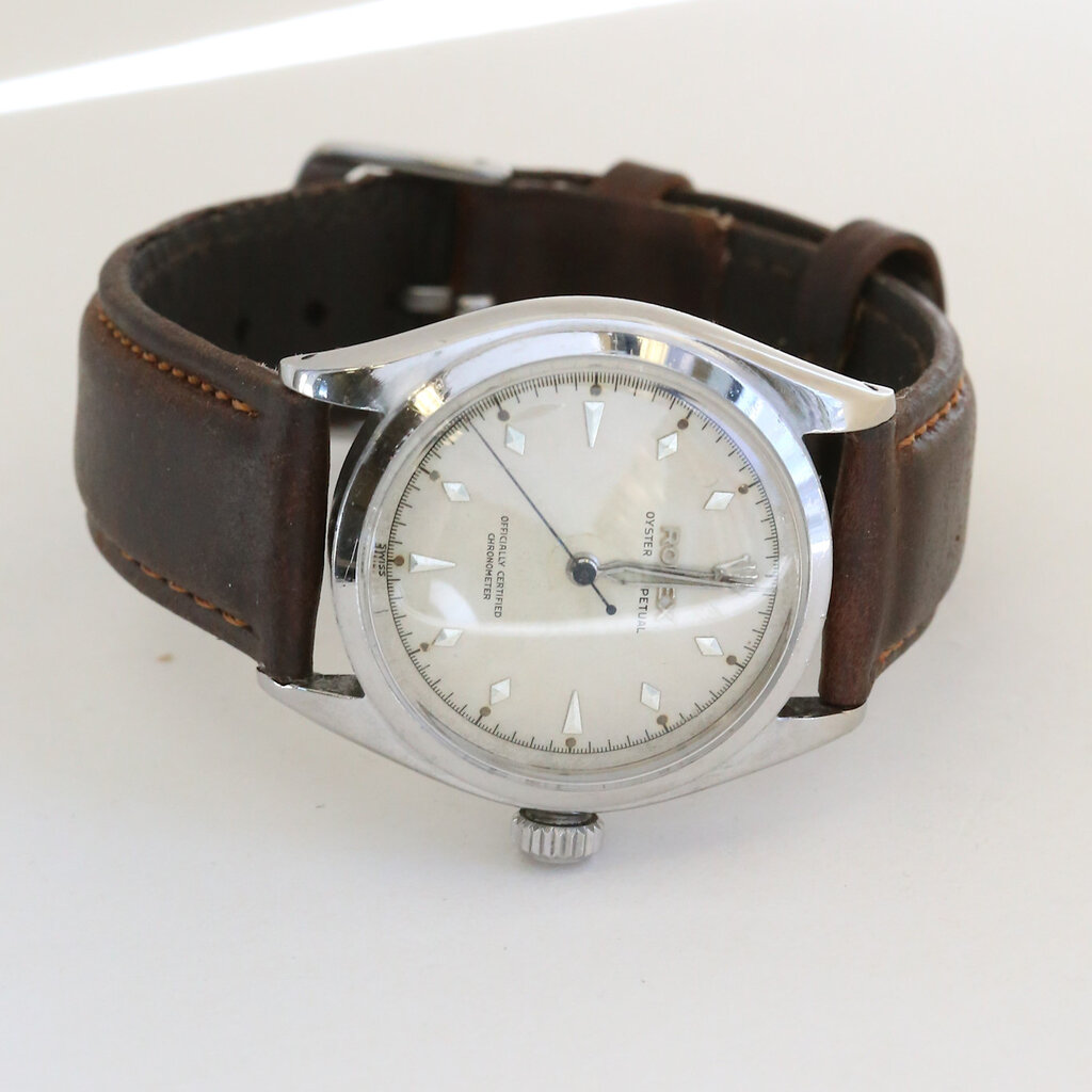 Rolex Pre-Owned Rolex Oyster Perpetual 1953 Watch w/ Leather band
