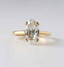 American Jewelry 14k Yellow Gold 3.33ct E/VVS2 Portuguese Moval Lab Grown Diamond Engagement Ring