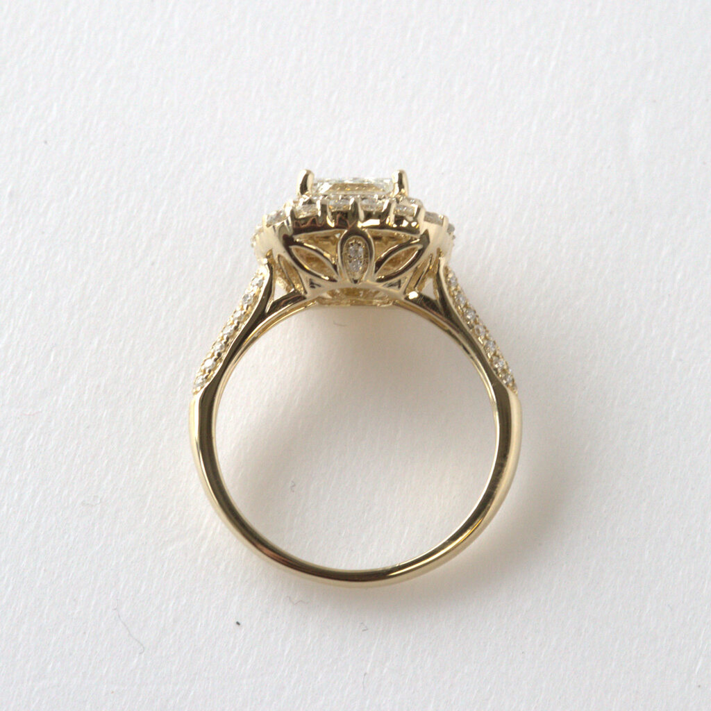 14k Yellow Gold 2.16ctw (1.20 I/SI1 Princess) Double Halo Engagement Ring