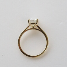 American Jewelry 14k Yellow Gold 2.50ct F/VS1 IGI Antique Emerald Cut Lab Grown Solitaire Cathedral Engagement Ring