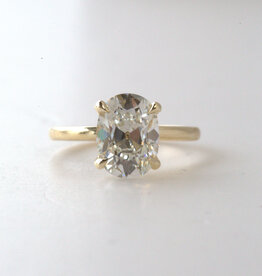 American Jewelry 14k Yellow Gold 3.20ct F/VS1 IGI Old Mine Cushion Lab Grown Solitaire Engagement Ring