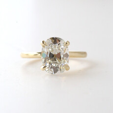 American Jewelry 14k Yellow Gold 3.20ct F/VS1 IGI Old Mine Cushion Lab Grown Solitaire Engagement Ring