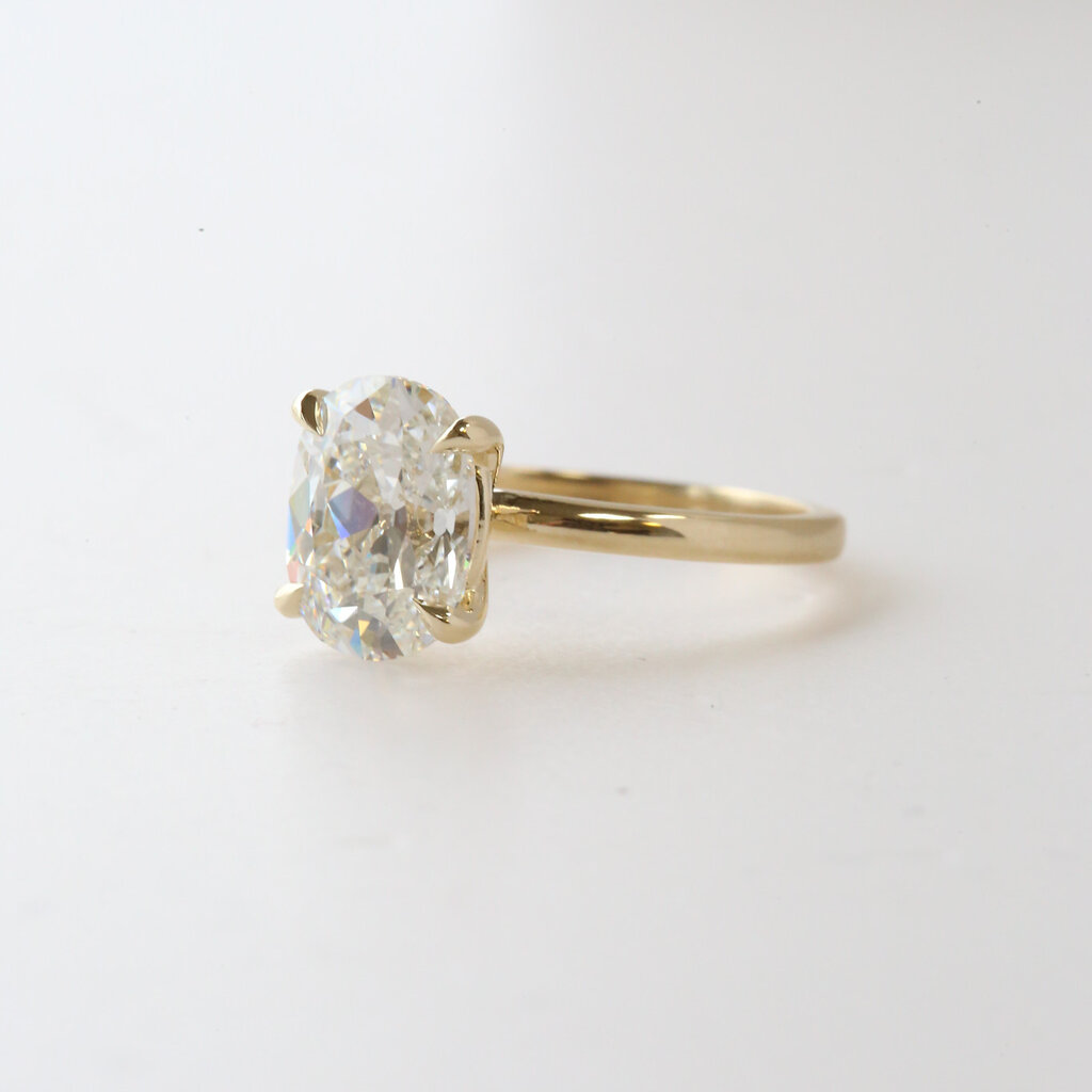 American Jewelry 14k Yellow Gold 3.20ct F/VS1 IGI Old Mine Cushion Lab Grown Solitaire Engagement Ring