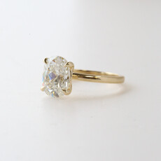 American Jewelry 14k Yellow Gold 3.20ct F/VS1 IGI Old Mine Cushion Lab Grown Solitaire Engagement Ring