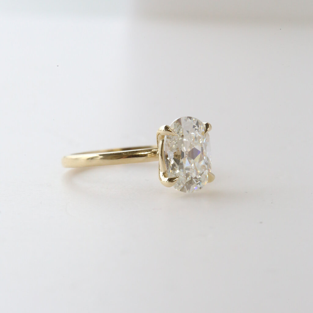 American Jewelry 14k Yellow Gold 3.20ct F/VS1 IGI Old Mine Cushion Lab Grown Solitaire Engagement Ring