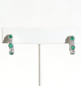 American Jewelry 14k White Gold .74ctw Emerald .43ctw Diamond Milgrain Hoop Earrings