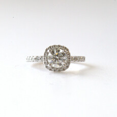 American Jewelry 14k White Gold 1.50ctw (1ct E/VS2 Lab Grown Center) Seemless Halo Engagement Ring