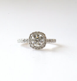 American Jewelry 14k White Gold 1.50ctw (1ct E/VS2 Lab Grown Center) Seemless Halo Engagement Ring