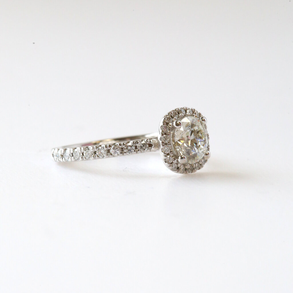 American Jewelry 14k White Gold 1.50ctw (1ct E/VS2 Lab Grown Center) Seemless Halo Engagement Ring