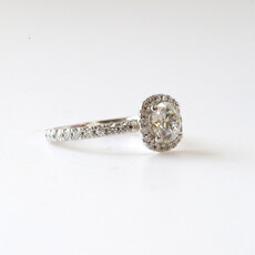 American Jewelry 14k White Gold 1.50ctw (1ct E/VS2 Lab Grown Center) Seemless Halo Engagement Ring