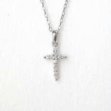 American Jewelry 14k  White Gold 1/10ctw G/VS Lab Grown Diamond Cross Pendant (18")