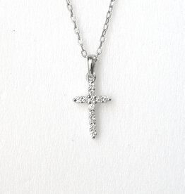 American Jewelry 14k  White Gold 1/10ctw G/VS Lab Grown Diamond Cross Pendant (18")
