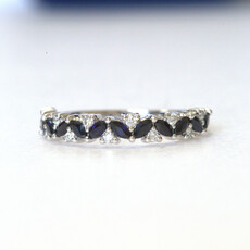 American Jewelry 14k White Gold 1/2ctw Diamond and Sapphire Marquise Cluster Band