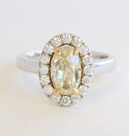 American Jewelry 14k White & Yellow Gold 2.54ctw (2.04 Y-Z/SI1 GIA Ctr) Diamond Oval Halo Engagement Ring