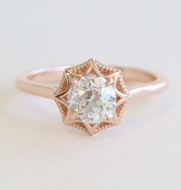 American Jewelry 14k Rose Gold .98ct Round Transitional Cut Diamond Solitaire Milgraine Engagement Ring