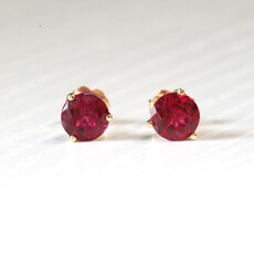 American Jewelry 14k Yellow Gold Apx. 2.90ctw Lab Grown Ruby Martini Set Stud Earrings