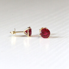 American Jewelry 14k Yellow Gold Apx. 2.90ctw Lab Grown Ruby Martini Set Stud Earrings