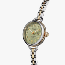 Shinola Shinola Birdy 34mm Eucalyptus Green Dial with Two-Tone Bracelet