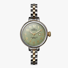 Shinola Shinola Birdy 34mm Eucalyptus Green Dial with Two-Tone Bracelet