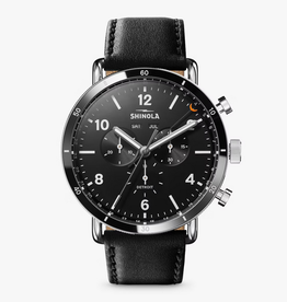 Shinola Shinola Canfield Sport 45mm With Black Dial Black Leather Strap