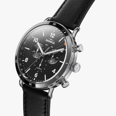 Shinola Shinola Canfield Sport 45mm With Black Dial Black Leather Strap