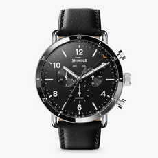 Shinola Shinola Canfield Sport 45mm With Black Dial Black Leather Strap