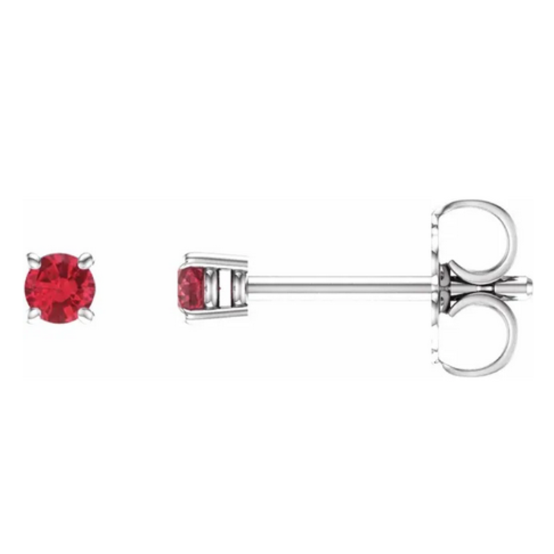 American Jewelry 14k White Gold 3.5mm Ruby Stud Earrings