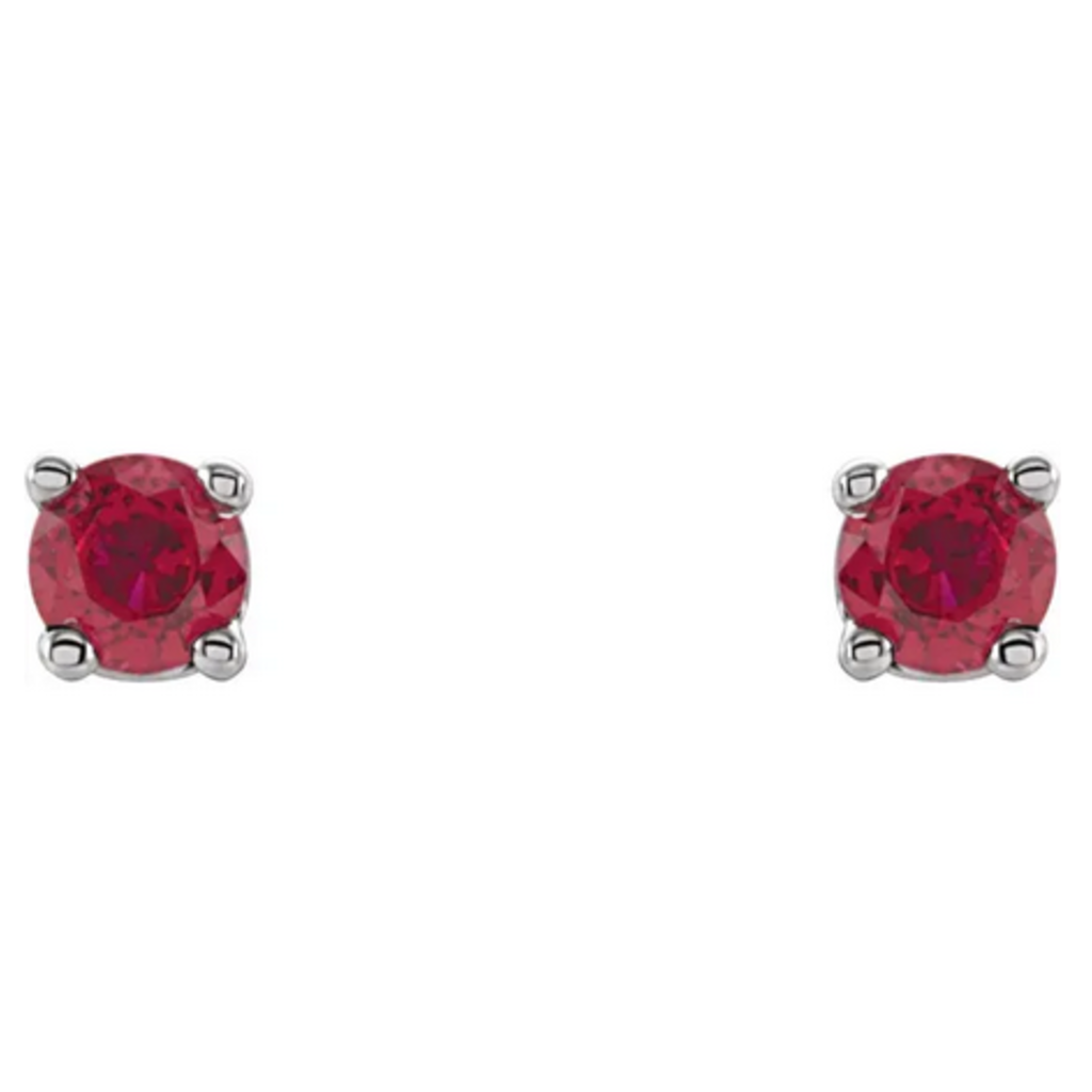 American Jewelry 14k White Gold 3.5mm Ruby Stud Earrings