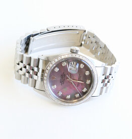 Rolex Pre-Owned Rolex SS Datejust w/ Tahitian MOP Dial & Diamond Bezel