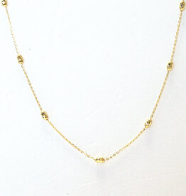 American Jewelry 14k Yellow Gold Diamond Cut Stationed Ovalina Beaded Chain (20")