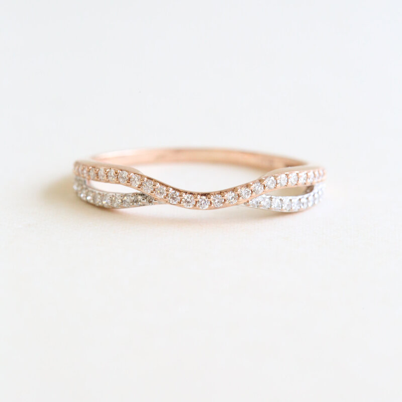 American Jewelry 10k Rose Gold .35ctw Diamond Curved Wedding Contour Band