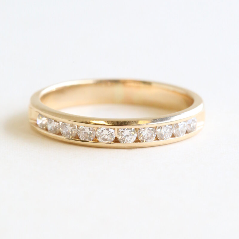 American Jewelry 14k Yellow Gold .60ctw Diamond Channel Wedding Band Ring