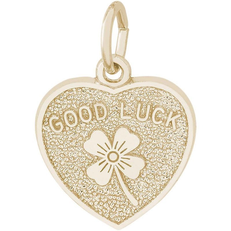 American Jewelry 14k Yellow Gold Good Luck Clover Heart Charm