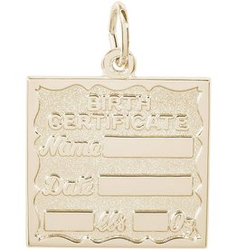 American Jewelry 14k Yellow Gold Birth Certificate Charm