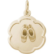 American Jewelry 14k Yellow Gold Baby Booties Scalloped Disc Charm