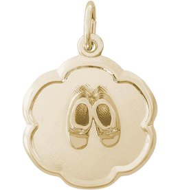 American Jewelry 14k Yellow Gold Baby Booties Scalloped Disc Charm