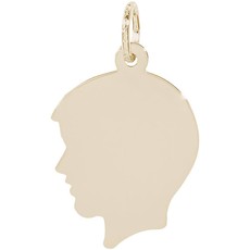 14k Yellow Gold Flat Boy's Head Charm