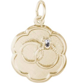 American Jewelry 14k Yellow Gold Wedding Rings Scalloped Disc Charm