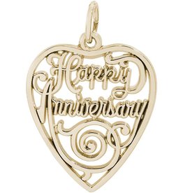 American Jewelry 14k Yellow Gold Happy Anniversary Heart Charm